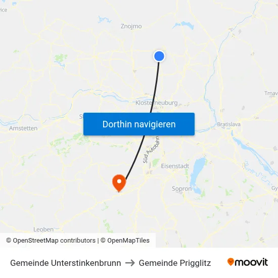 Gemeinde Unterstinkenbrunn to Gemeinde Prigglitz map