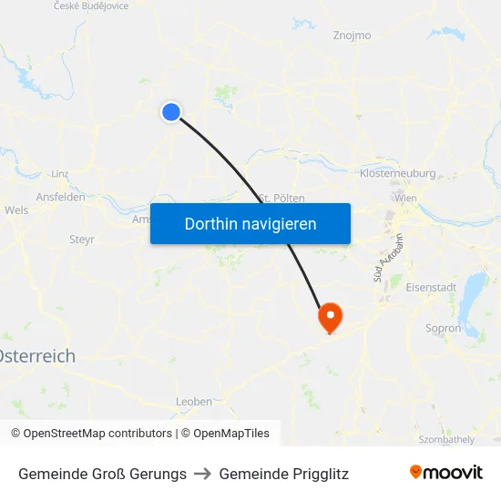 Gemeinde Groß Gerungs to Gemeinde Prigglitz map