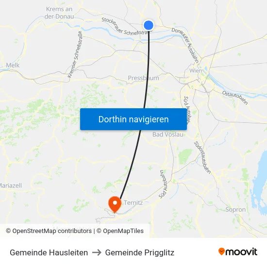Gemeinde Hausleiten to Gemeinde Prigglitz map