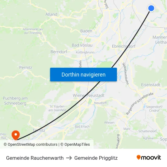 Gemeinde Rauchenwarth to Gemeinde Prigglitz map