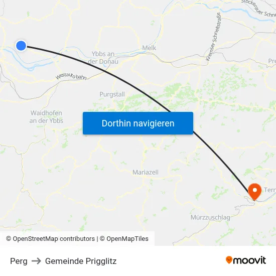 Perg to Gemeinde Prigglitz map