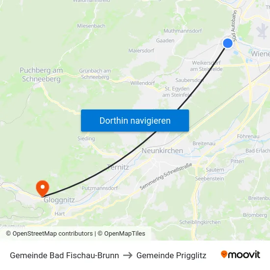 Gemeinde Bad Fischau-Brunn to Gemeinde Prigglitz map