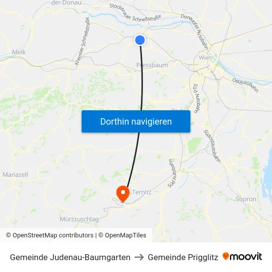 Gemeinde Judenau-Baumgarten to Gemeinde Prigglitz map