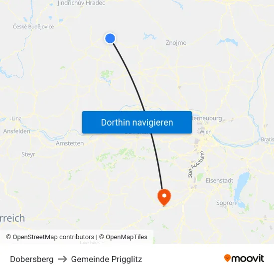 Dobersberg to Gemeinde Prigglitz map