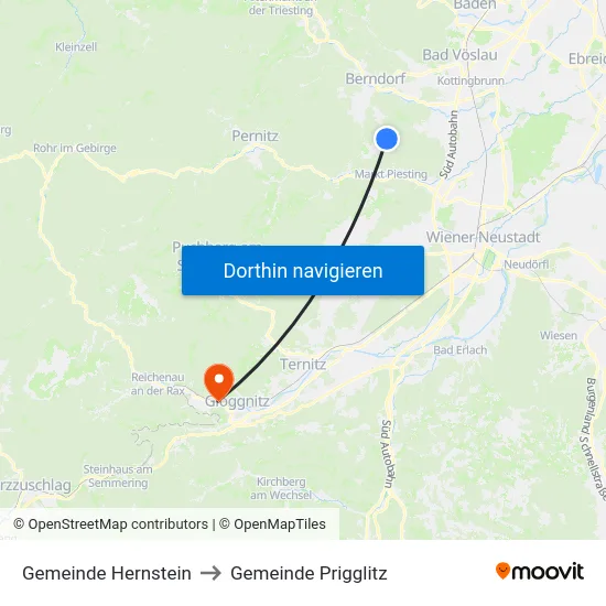 Gemeinde Hernstein to Gemeinde Prigglitz map