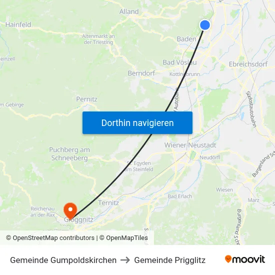 Gemeinde Gumpoldskirchen to Gemeinde Prigglitz map