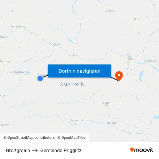 Großgmain to Gemeinde Prigglitz map
