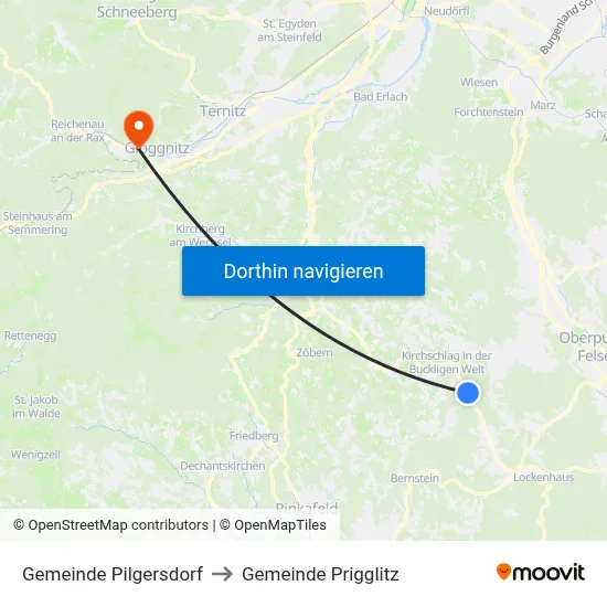 Gemeinde Pilgersdorf to Gemeinde Prigglitz map