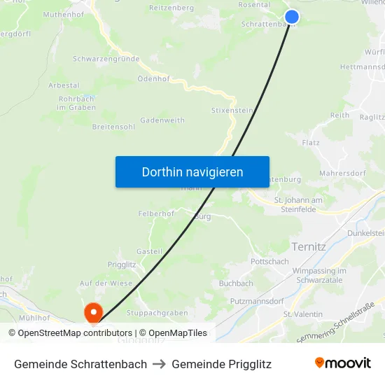 Gemeinde Schrattenbach to Gemeinde Prigglitz map