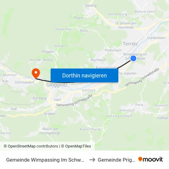 Gemeinde Wimpassing Im Schwarzatale to Gemeinde Prigglitz map