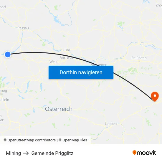 Mining to Gemeinde Prigglitz map