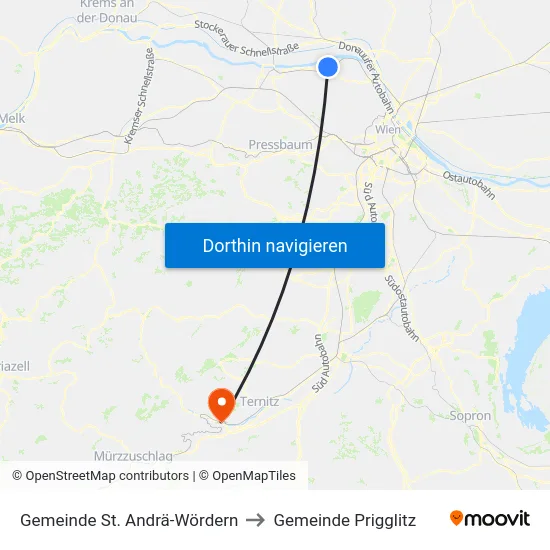 Gemeinde St. Andrä-Wördern to Gemeinde Prigglitz map