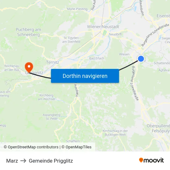 Marz to Gemeinde Prigglitz map