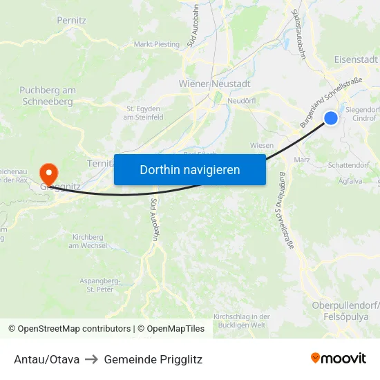 Antau/Otava to Gemeinde Prigglitz map