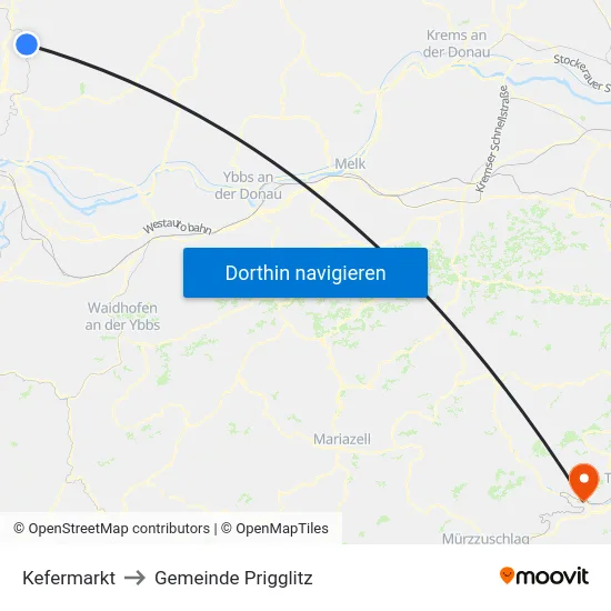 Kefermarkt to Gemeinde Prigglitz map