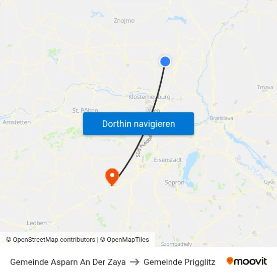 Gemeinde Asparn An Der Zaya to Gemeinde Prigglitz map