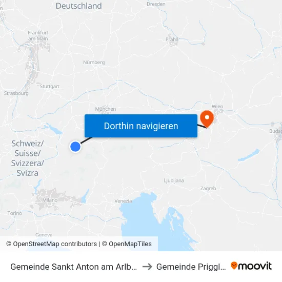Gemeinde Sankt Anton am Arlberg to Gemeinde Prigglitz map