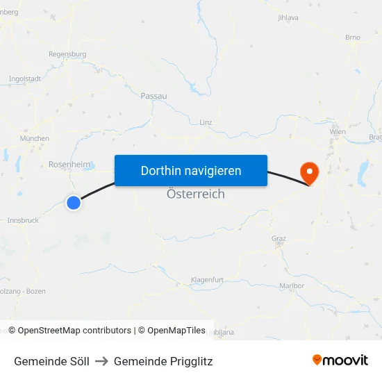 Gemeinde Söll to Gemeinde Prigglitz map