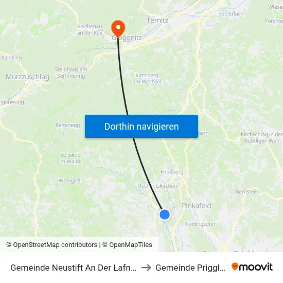 Gemeinde Neustift An Der Lafnitz to Gemeinde Prigglitz map