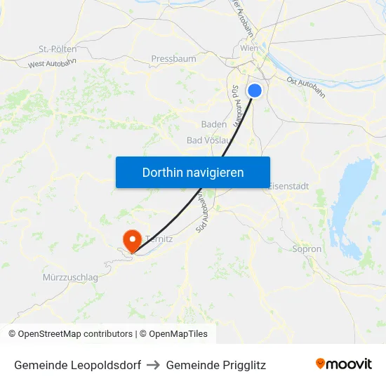 Gemeinde Leopoldsdorf to Gemeinde Prigglitz map