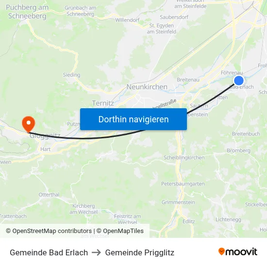 Gemeinde Bad Erlach to Gemeinde Prigglitz map