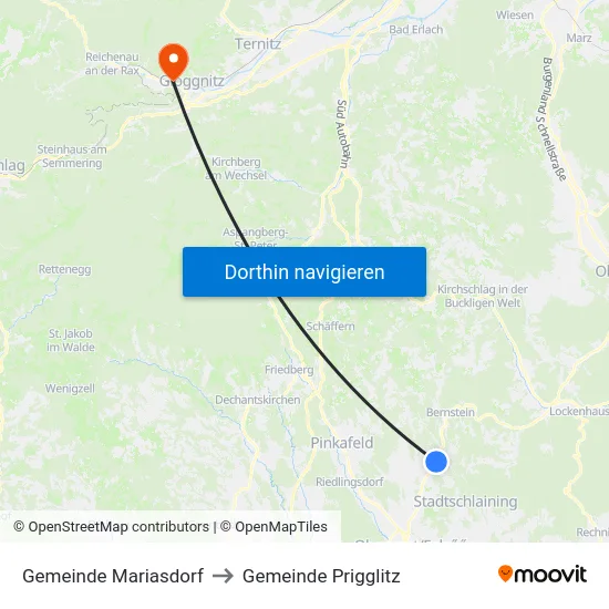 Gemeinde Mariasdorf to Gemeinde Prigglitz map