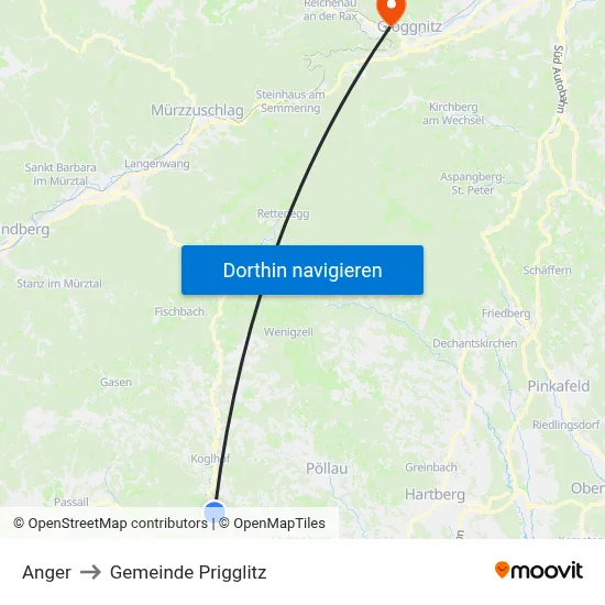 Anger to Gemeinde Prigglitz map