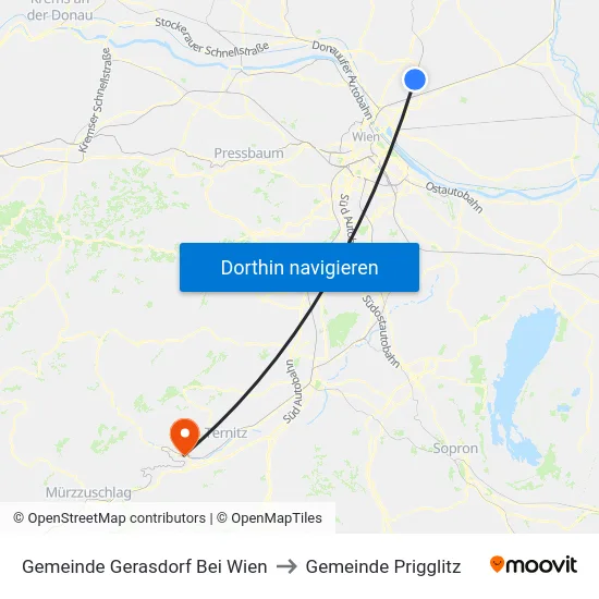 Gemeinde Gerasdorf Bei Wien to Gemeinde Prigglitz map