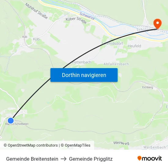 Gemeinde Breitenstein to Gemeinde Prigglitz map