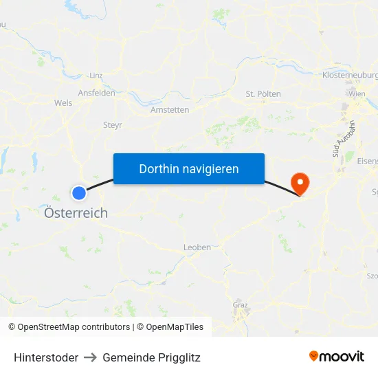 Hinterstoder to Gemeinde Prigglitz map