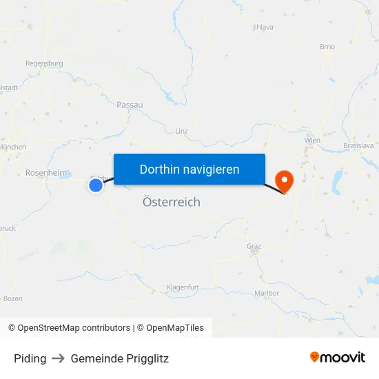 Piding to Gemeinde Prigglitz map