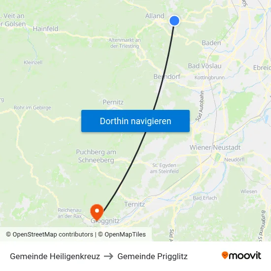 Gemeinde Heiligenkreuz to Gemeinde Prigglitz map