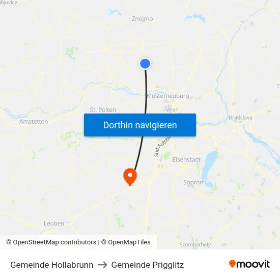 Gemeinde Hollabrunn to Gemeinde Prigglitz map