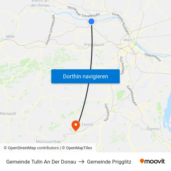 Gemeinde Tulln An Der Donau to Gemeinde Prigglitz map