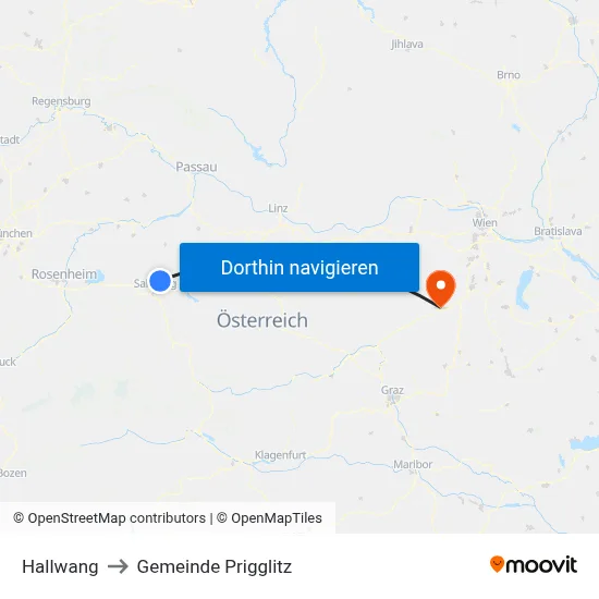 Hallwang to Gemeinde Prigglitz map