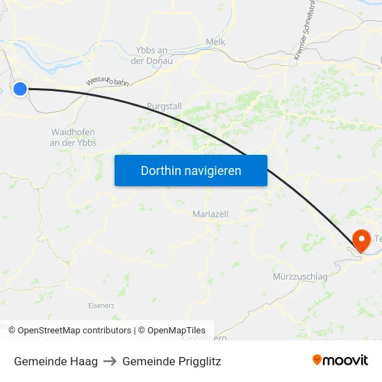 Gemeinde Haag to Gemeinde Prigglitz map