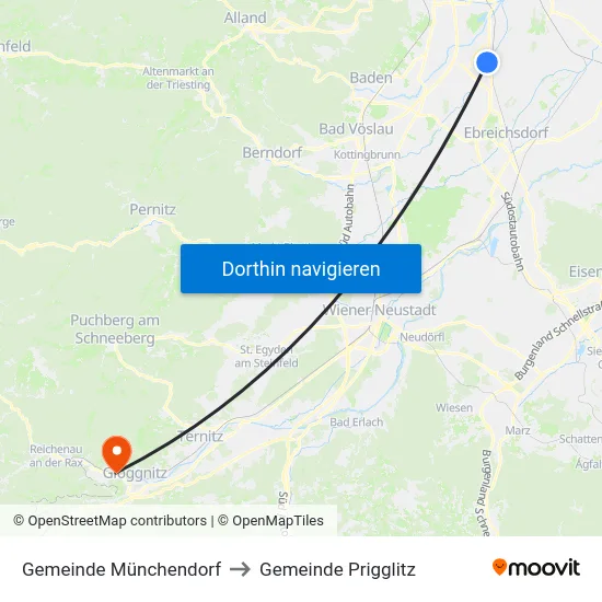 Gemeinde Münchendorf to Gemeinde Prigglitz map