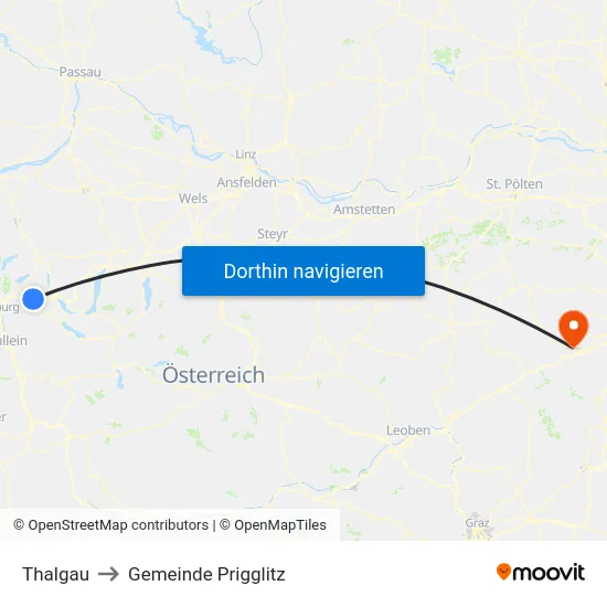 Thalgau to Gemeinde Prigglitz map