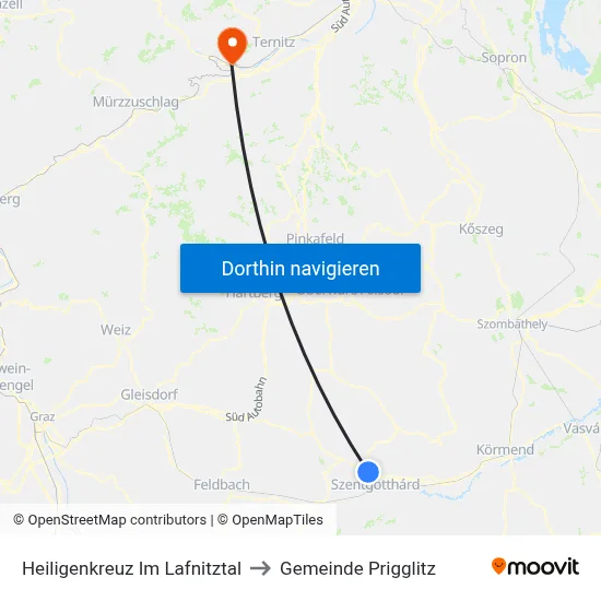 Heiligenkreuz Im Lafnitztal to Gemeinde Prigglitz map