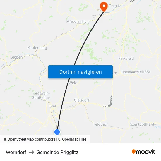 Werndorf to Gemeinde Prigglitz map