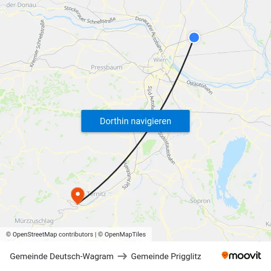 Gemeinde Deutsch-Wagram to Gemeinde Prigglitz map