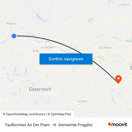 Taufkirchen An Der Pram to Gemeinde Prigglitz map