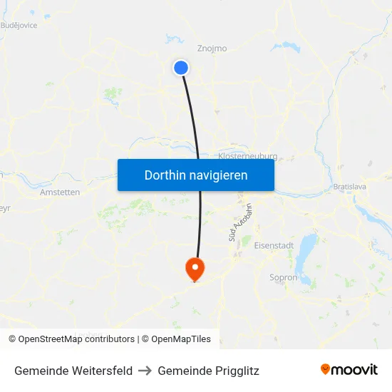 Gemeinde Weitersfeld to Gemeinde Prigglitz map