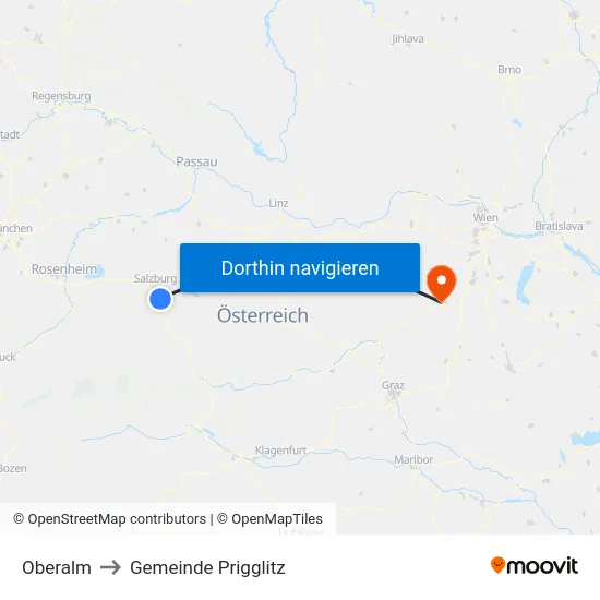 Oberalm to Gemeinde Prigglitz map