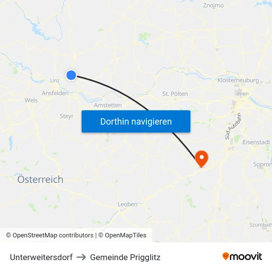 Unterweitersdorf to Gemeinde Prigglitz map