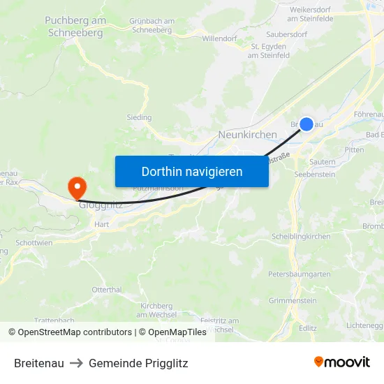 Breitenau to Gemeinde Prigglitz map