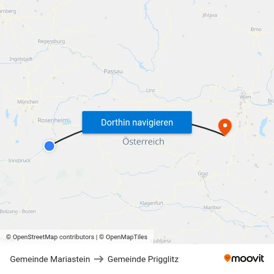 Gemeinde Mariastein to Gemeinde Prigglitz map