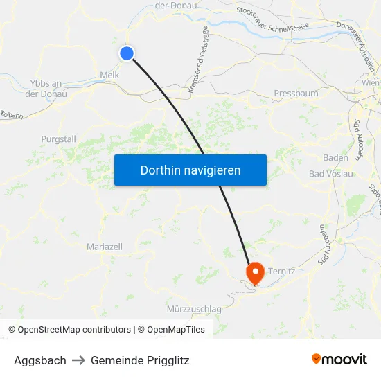 Aggsbach to Gemeinde Prigglitz map