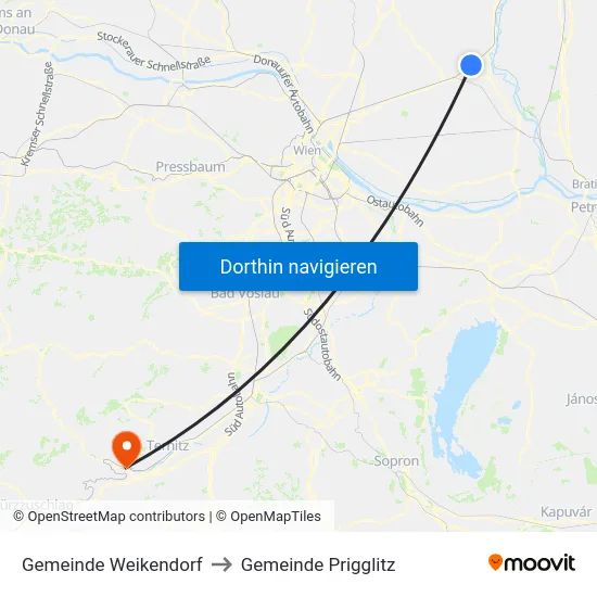 Gemeinde Weikendorf to Gemeinde Prigglitz map