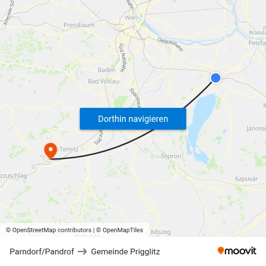 Parndorf/Pandrof to Gemeinde Prigglitz map